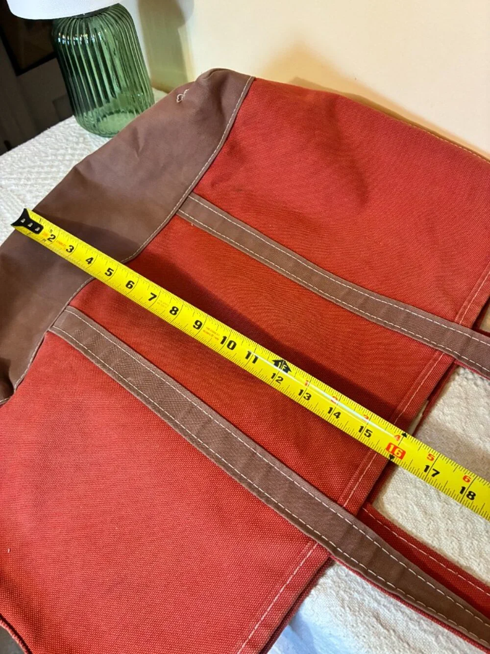 Vintage L.L. Bean XL Boat & Tote Bag Burnt Orange Brown Long Handle